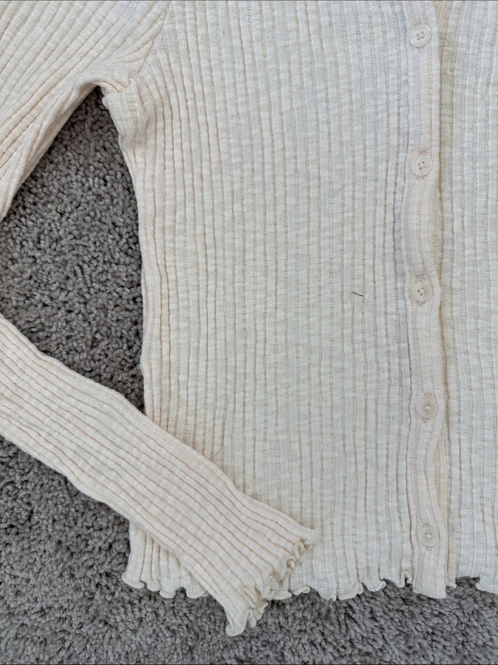 Madewell Cream Ribbed Button-Up - Picture 2 of 4